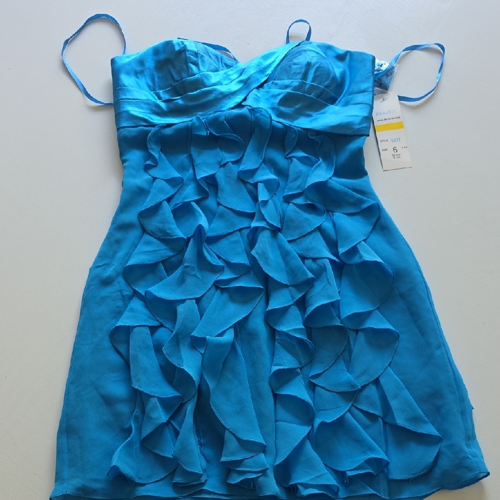 Faviana - Vibrant Blue Ruffled Dress